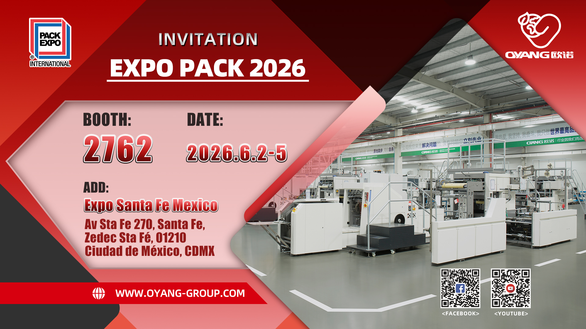 OYANG Paketleme Makineleri EXPO PACK 2026 Meksika'da - Stand 2762